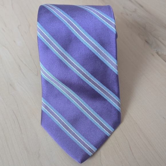 Brooks Brothers Purple and White Striped Tie - Picture 3 of 7